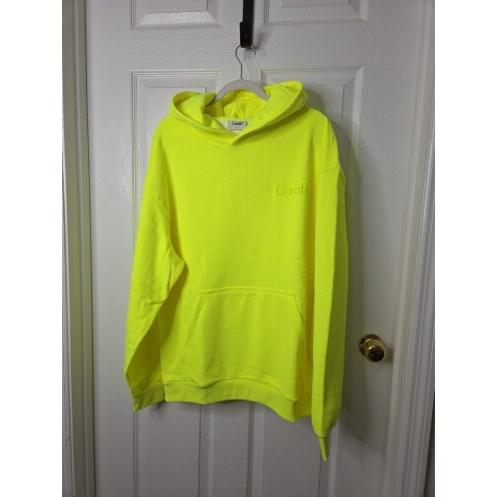 Comfrt Minimalist Hoodie Electric Yellow L Oversized Heavyweight Fleece NEW
